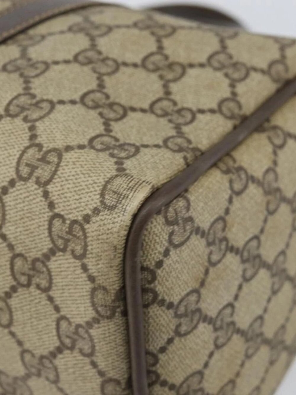 GUCCI GG Supreme Web Sherry Line Hand Bag PVC Beige Gold 24 012 3842 Auth ka2171 - Picture 4 of 16